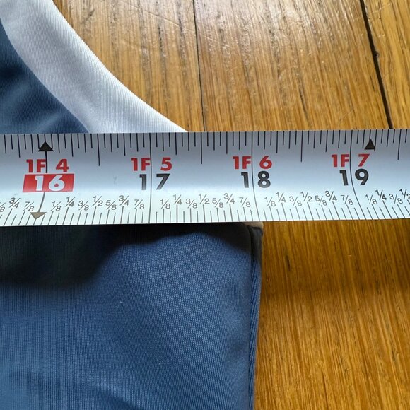 Boden 14 NWT High Neck V-Back Blue & White Colorblock Tank Swim Bikini Top - Picture 7 of 16